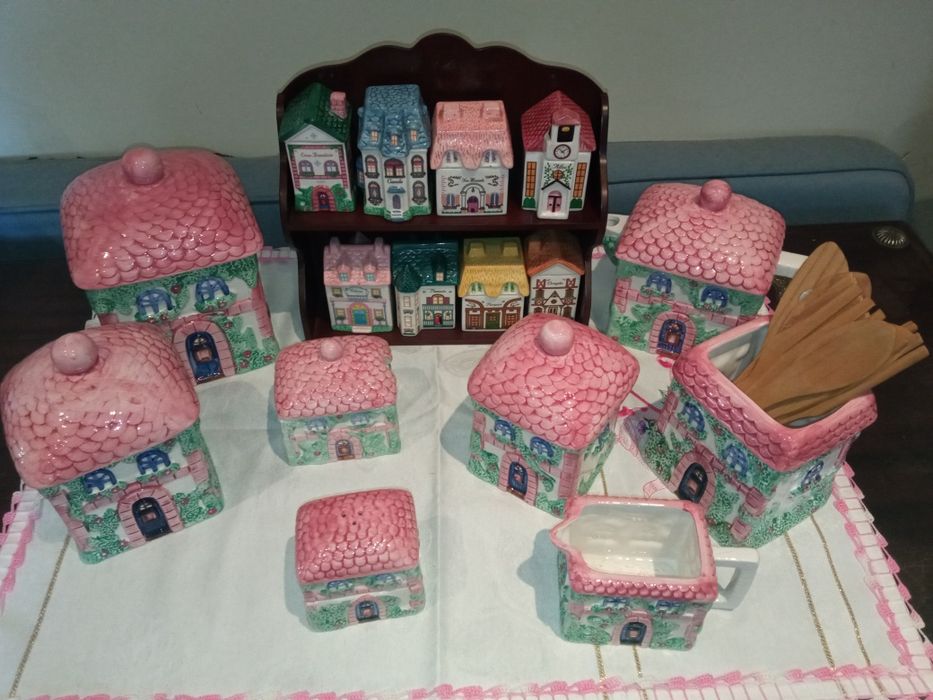 Conjunto de casas de porcelana
