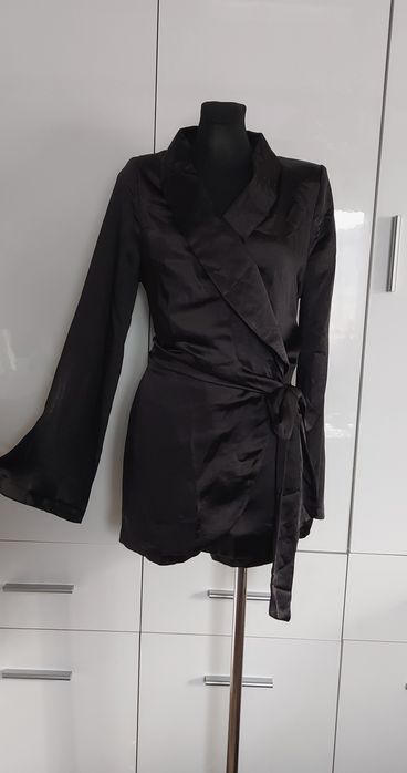 NOWY kombinezon kopertowy satynowy Asos M czarny