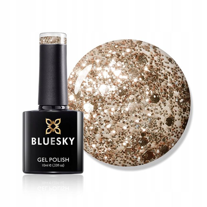 bluesky lakier hybrydowy gold button brokatowy uv led 10ml