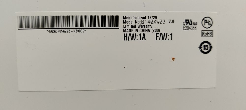 Матрицы(экран) 15.6 14.5 14 (40pin) LED, LP156, AT145, B140