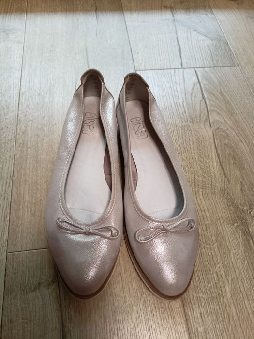 Srebrne skórzane baleriny Eliseo, 39