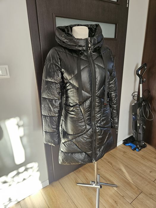 Kurtka zimowa.eco skóra plaszcz czarny s