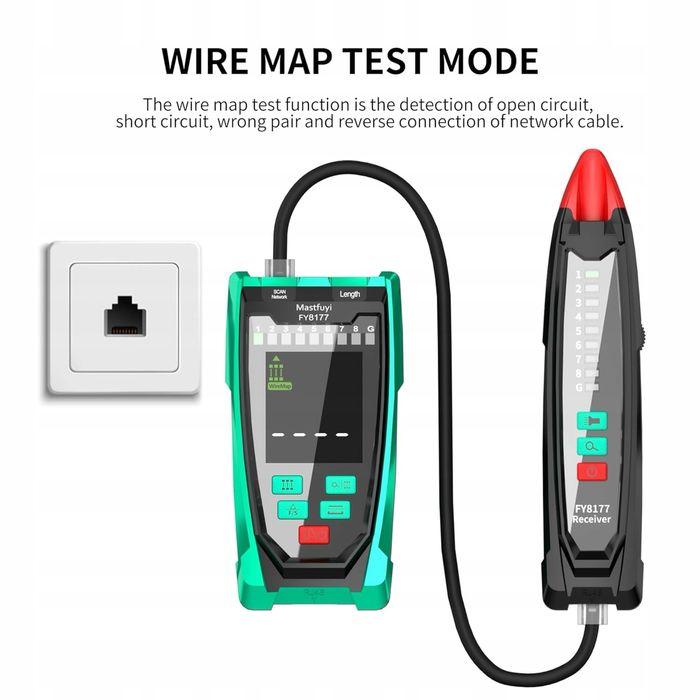 Tester kabli sieciowych, wykrywacz kabli, do konserwacji kabli LAN
