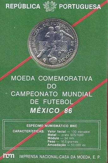 PORTUGAL 100 Escudos Campeonato do Mundo Mexico 1986 Prata