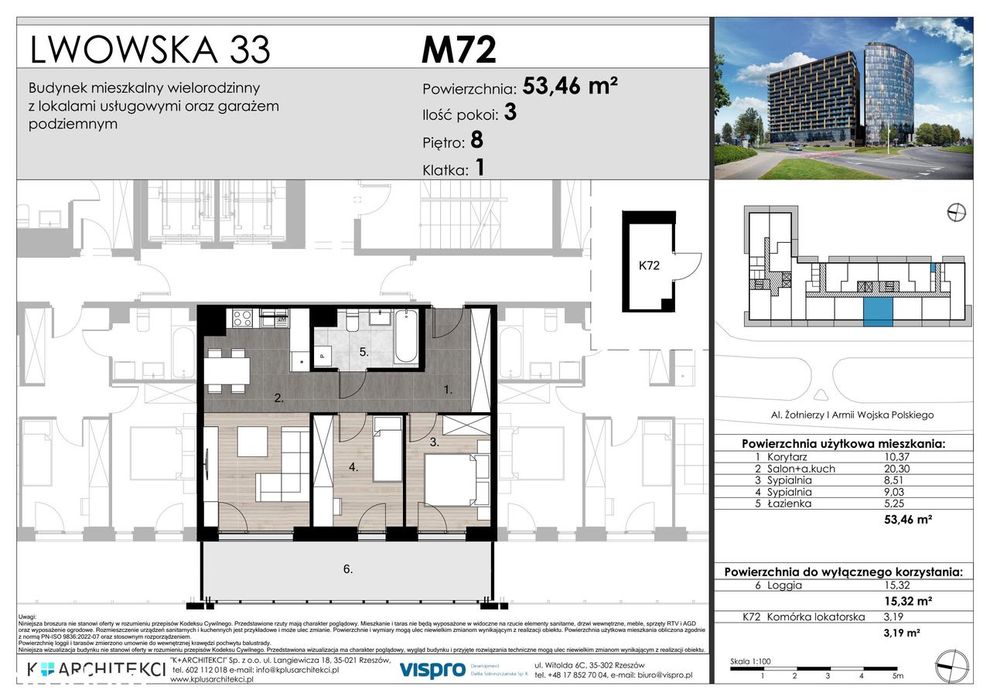 3-pokojowe mieszkanie 53 m² + loggia Bezpośrednio - Widok 2