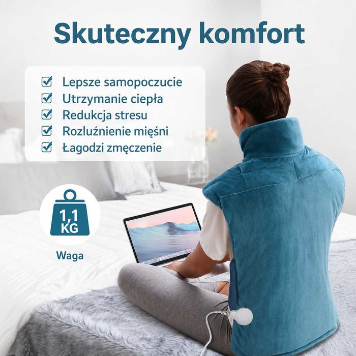 Poduszka Grzewcza Comfytemp na Kark Ramiona Plecy 120W 9 Poziomów Timer Pilot