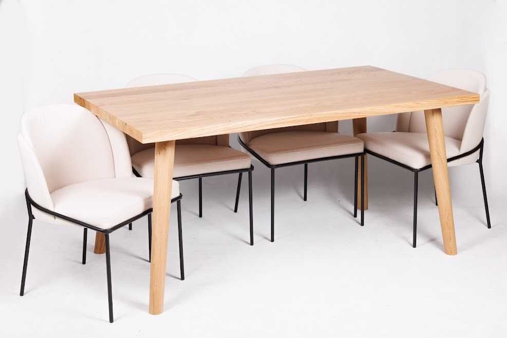 Dębowy stół BARI z krzesłami Paolo,PRODUCENT ,lite drewno,różne kolory