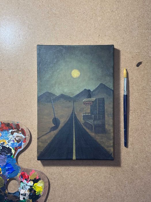 Obraz akrylowy na płótnie lnianym 20x30 cm "Przystanek"