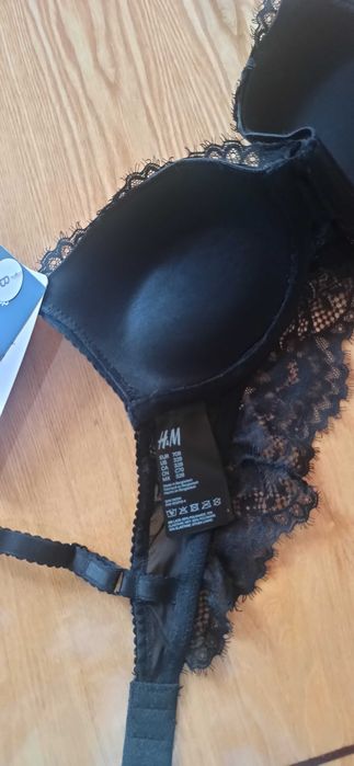 Бюстгальтер H&M, бюст, H&M, 70 B, Push up, чёрный, кружево