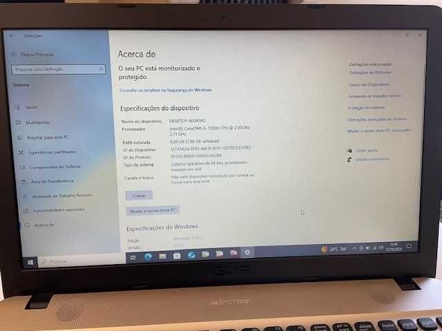 Computador portátil ASUS I5 com 3,1 Ghz de velocidade