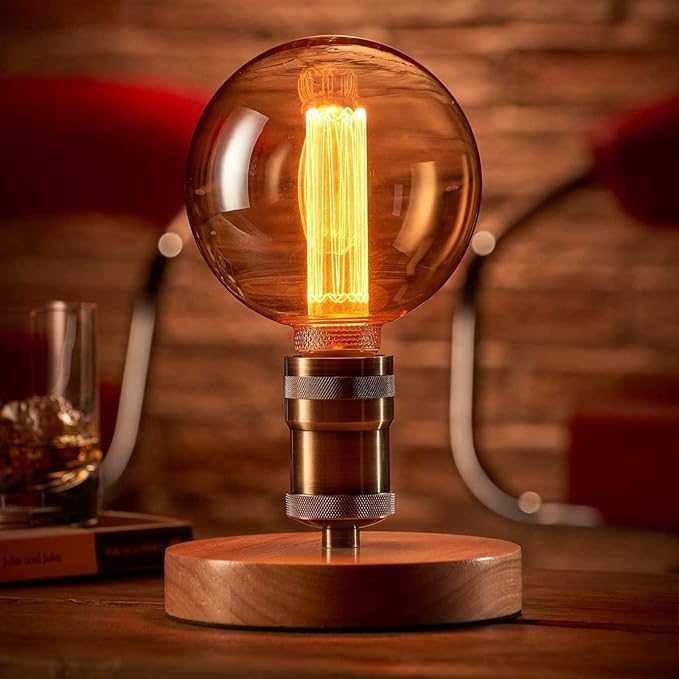 Bardzo duża szklana żarówka dekoracyjna retro E27 4W Ø12 cm bursztynowa