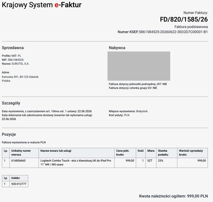 Pokrowiec, Etui, Logitech Combo Touch dla Ipada Pro 11" M4 i M5