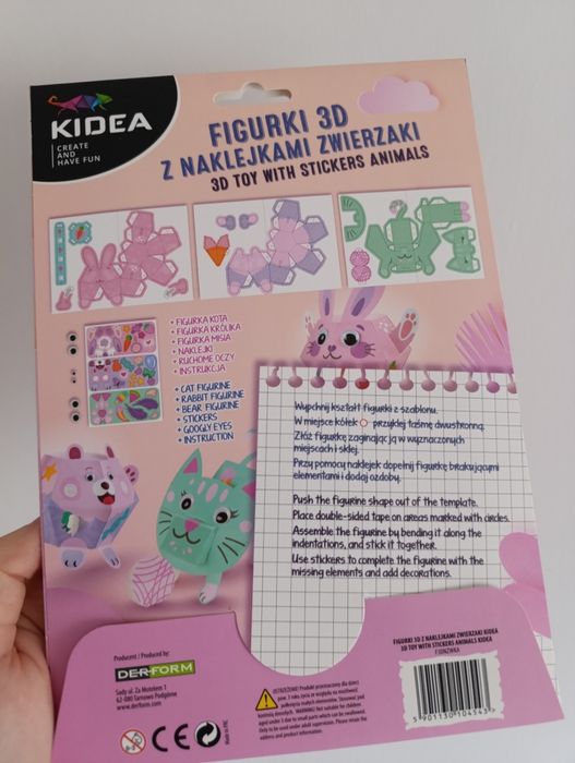 Figurki zwierząt do samodzielnego złożenia: króliczek, kuoka i kotek
D