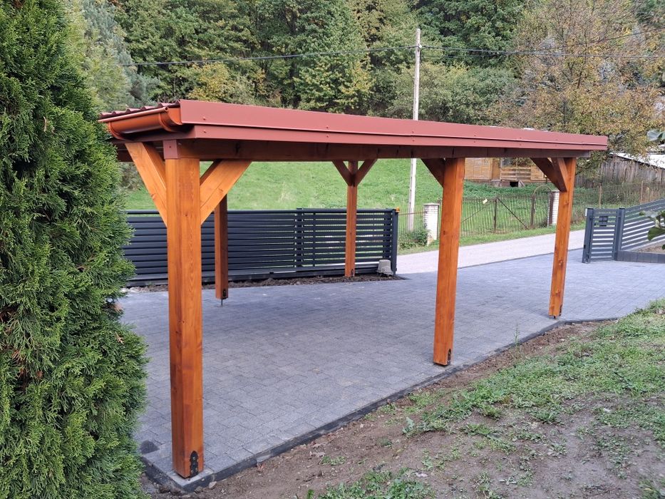 Wiata garażowa drewniana carport zadaszenie tarasu garaż