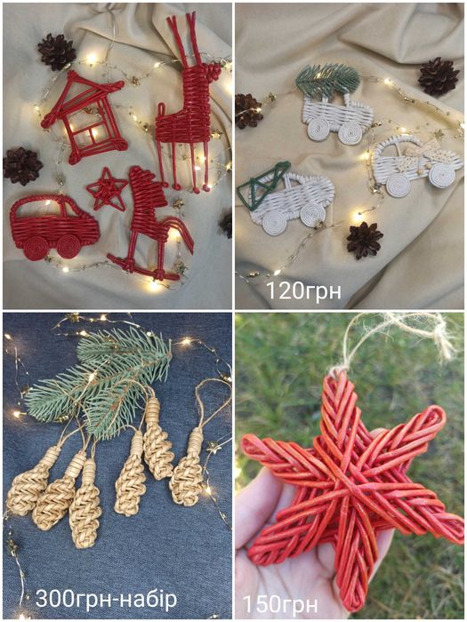 Новорічний декор, іграшки на ялинку, гірлянди, підвіски
