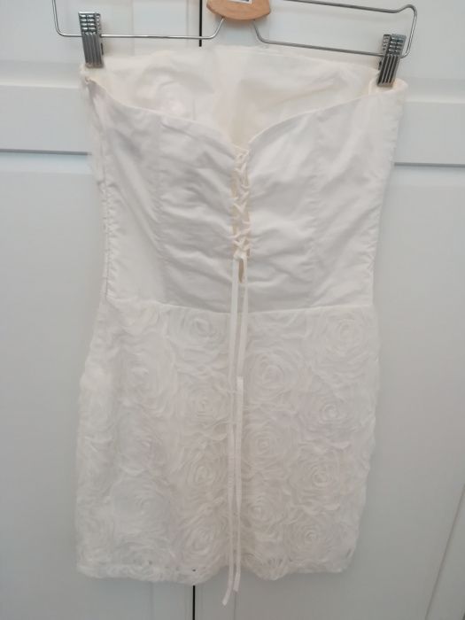 Elegancka sukienka biała, ecru, ślub, poprawiny, rozm. 36