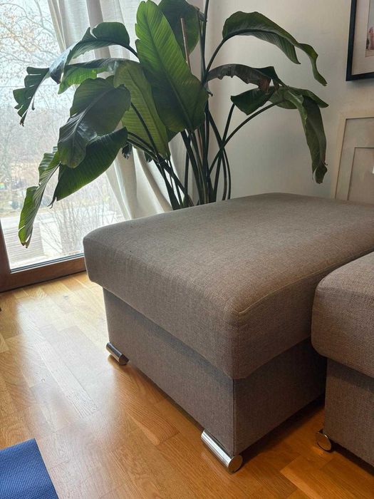 Pufa szara tapicerowana otwierana  - schowek 68x88x44cm