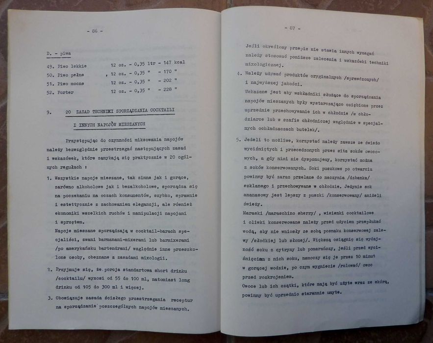 Materiały dla słuchaczy kursu barman - mixer - Zdzisław T. Nowicki - 1973r.