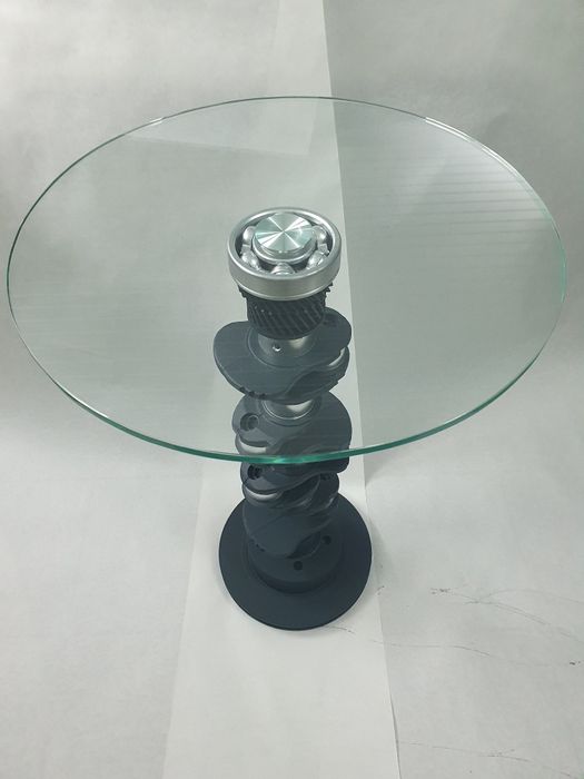 Стол стеклянный круглый, дизайнерский ручной работы. Стильный офисный.