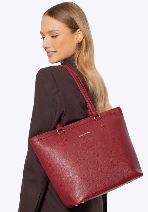 WITTCHEN Luksusowa TOREBKA shopper czerwona metalowe nożki