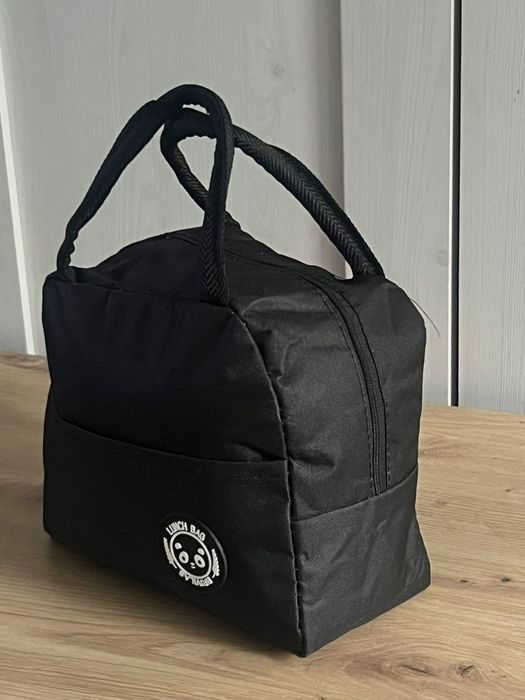 Nowa czarna torba termiczna śniadaniowa