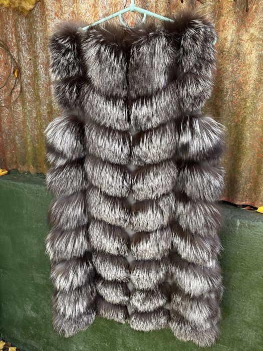 Меховая жилетка писец желетка песец безрукавка шубка песец жилет