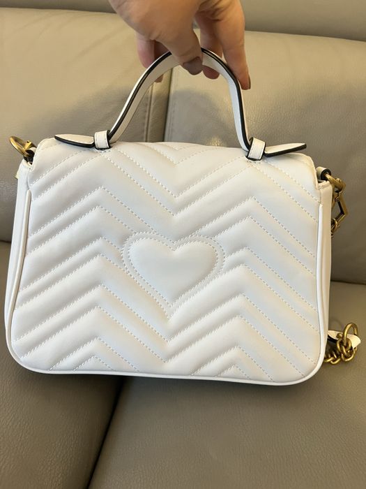 Gucci GG Marmont Small Top Handle Bag w kolorze białym