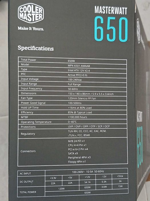 Placa Gráfica GTX GeForce Armor 1080, 8GB, & Fonte de Alimentação Cooler Master modular 80 Plus, 650 watts.