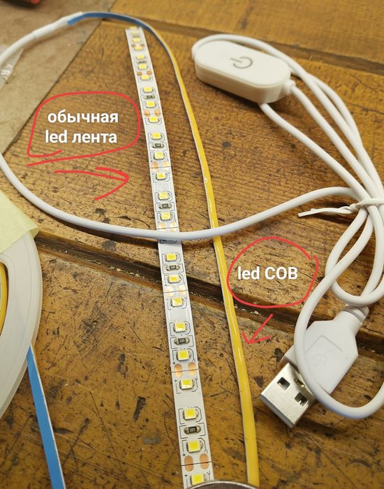 USB  Світлодіодна стрічка COB  - 400leds/m  5v usb
