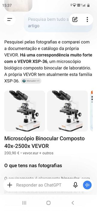 Microscópio 200€. Oportunidade