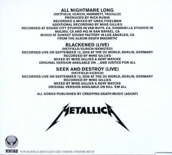 CD Metallica – All Nightmare Long CD1+CD2 DIGIPACK