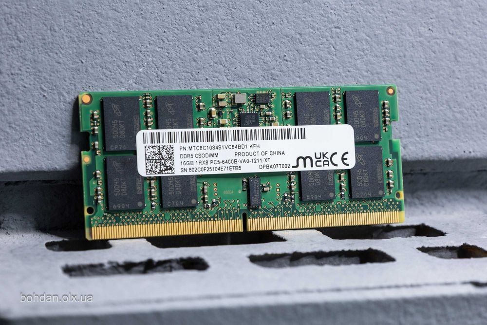 Пам'ять 16GB Micron DDR5-6400 SODIMM RAM MTC8C1084S1VC64BD1