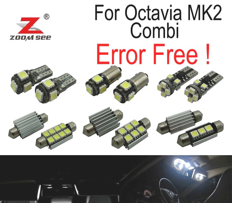 KIT COMPLETO DE 18 LÂMPADAS LED INTERIOR PARA SKODA OCTAVIA 2 MK2 MKII 1Z5 COMBI RAÞCES WAGON 2005-2012
