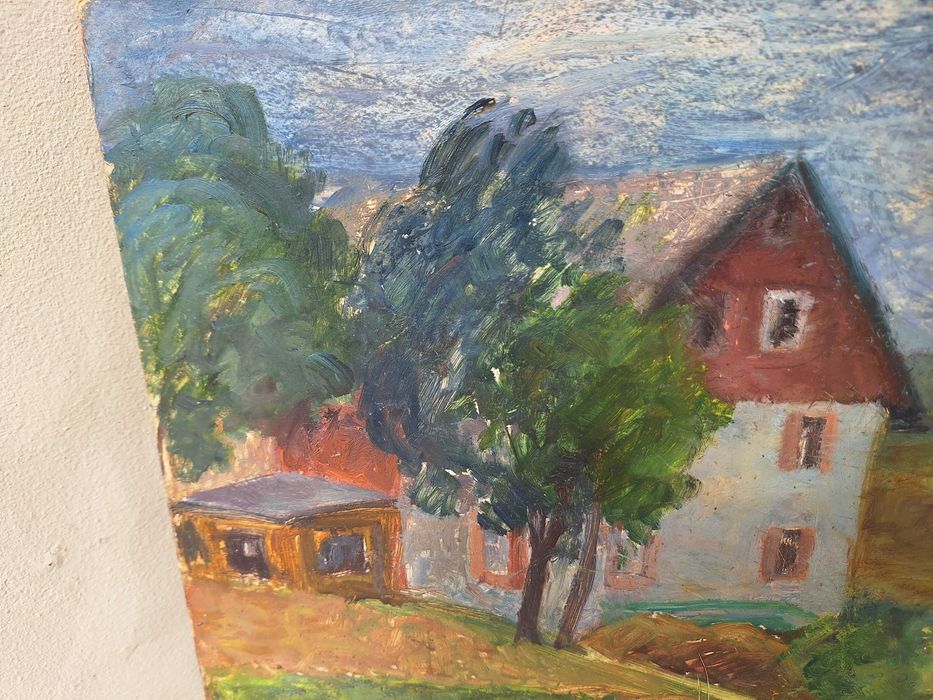 Pejzaż z domami-Olga Peczenko-olej