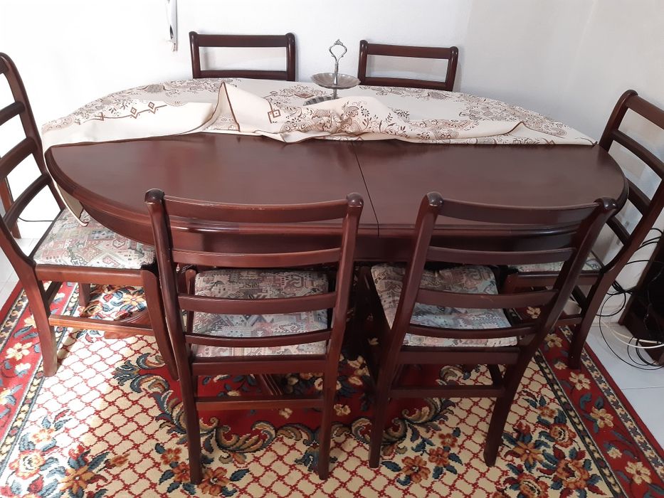Mesa Jantar Madeira Maciça com 6 cadeiras Incluídas