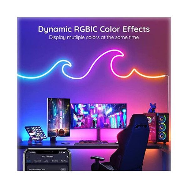 Умна гнучка LED Neon RGB лента 2м • Керування з телефону та пульта