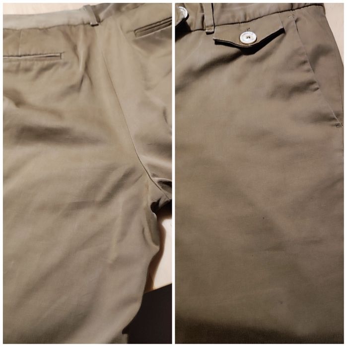 Calças Massimo Dutti  e camisa às riscas, com oferta gabardina e lenço