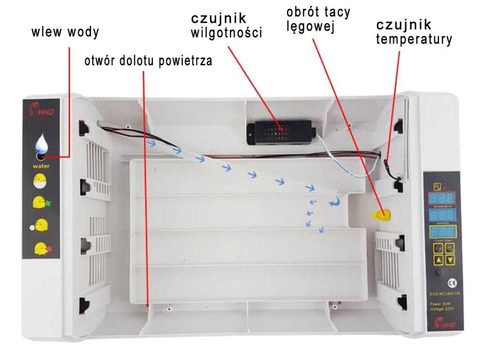 Inkubator do 24 JAJ DROBIU FULL AUTOMAT HIT z prześwietlarka OWOSKOP