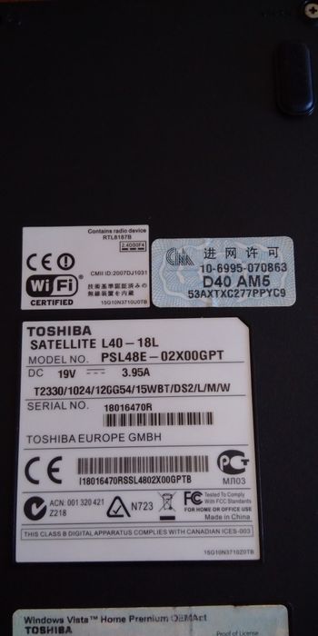 Computador Toshiba Satélite L40-18L