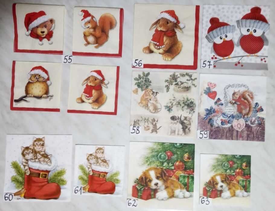 Serwetki decoupage świąteczne, zima, Boże Narodzenie, zestaw E