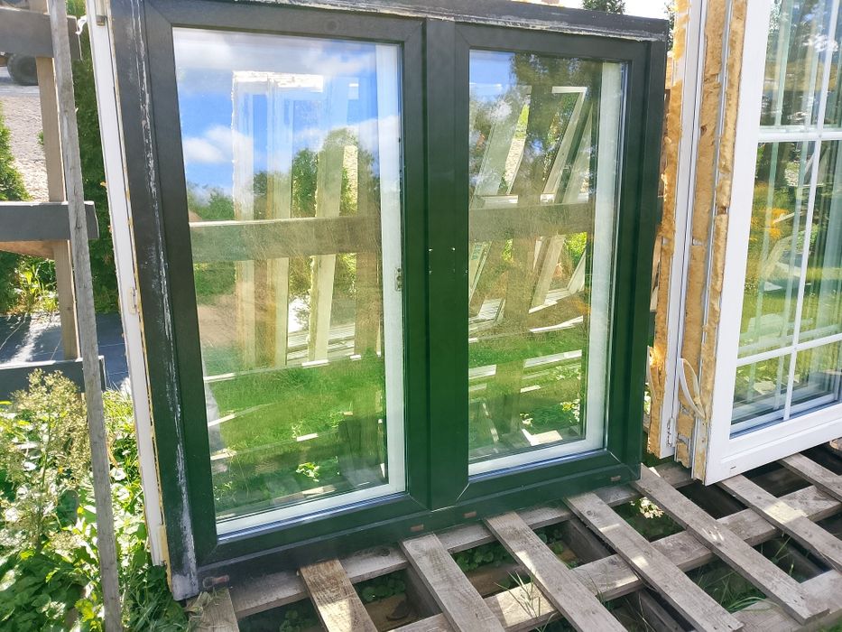 Okno 147x144 6szt palisander rozwierno uchylne plastikowe dwukwaterowe