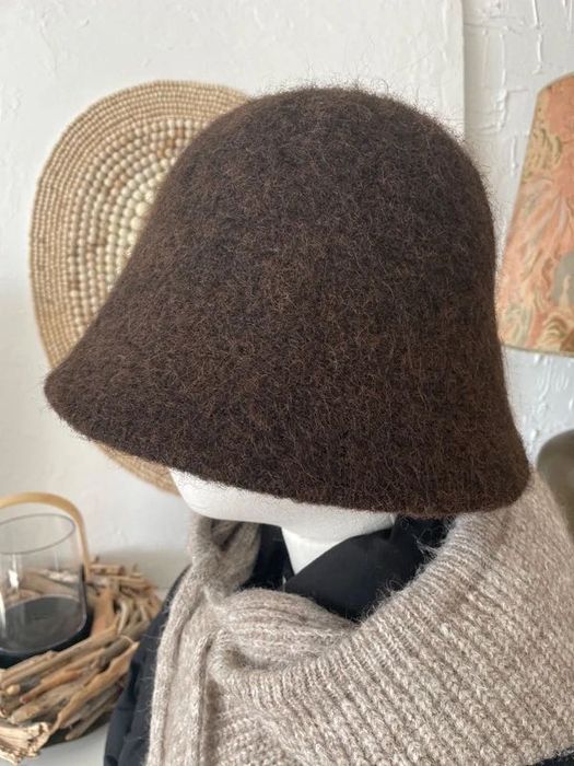 Brązowy wełniany bucket kapelusz