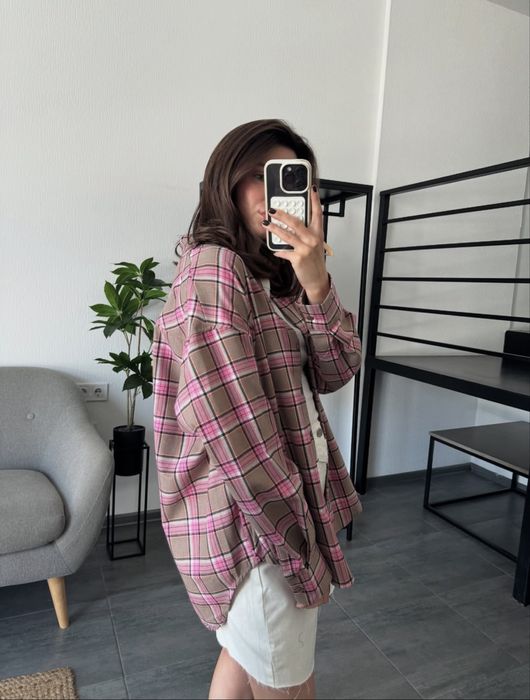 Сорочка в клітинку оверсайз, картата сорочка, Туреччина