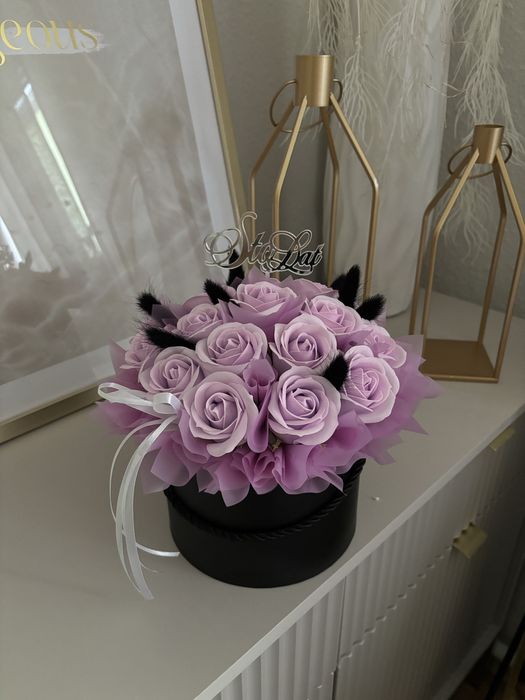 Kwiaty mydlane wieczna roza flower box jak swiece