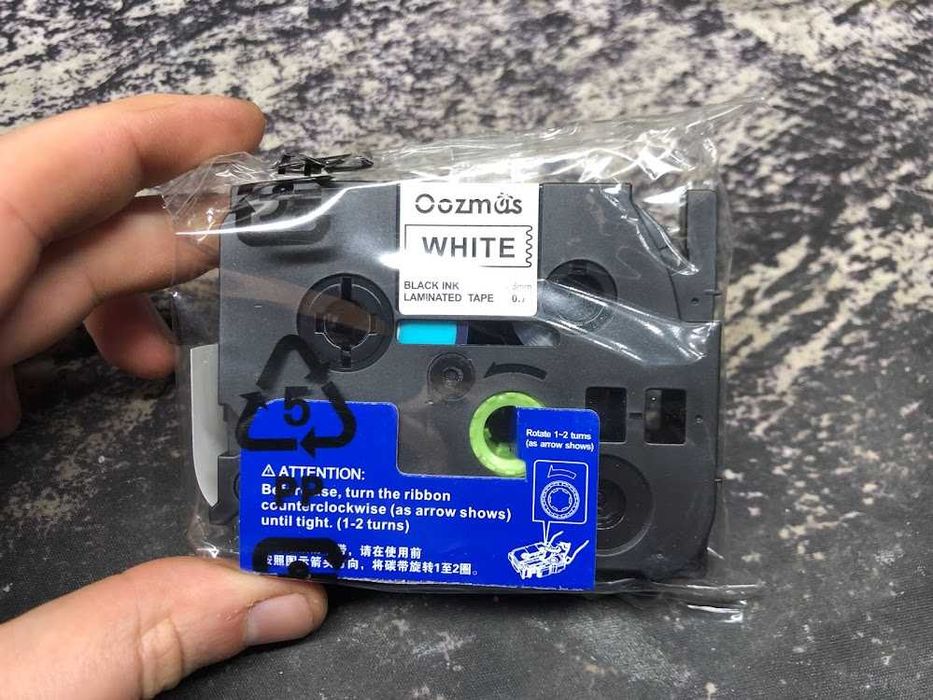 Картридж Brother P-Touch 18 мм білий/чорний