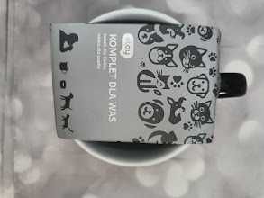 Nowy Komplet kubek 350 ml + miska dla kota 12 cm Eloy czarny