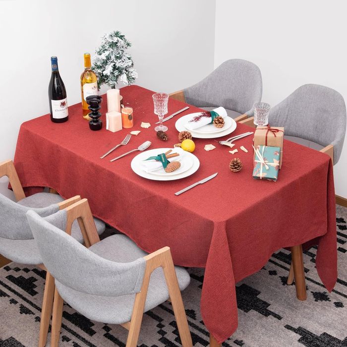 BAZIOE Obrus na Stół Wodoodporny Duży 145x240 cm Czerwony