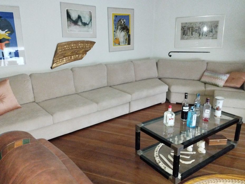 Sofá moderno (Bege) + Conj. Sofá 3 lugares+Sofá Individual (Camel)