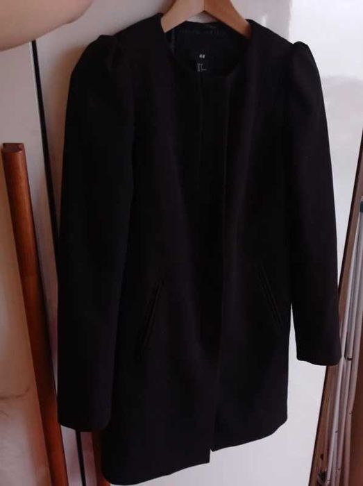 płaszczyk H&M długa marynarka żakiet czarny 36