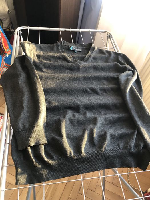 Szary Klasyczny Sweter River Island | 50% Merino Wool | XXL